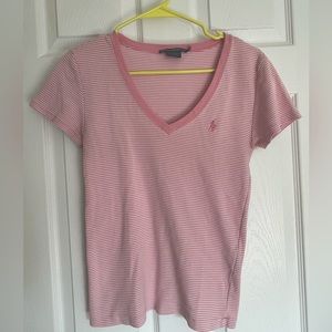 Ralph Lauren Sport V Neck Pink Striped Top M